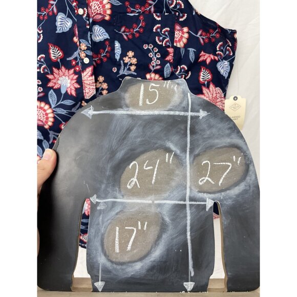 St Johns Bay Navy Red Floral Tank Top Button Women's Size 2XL NWT Pocket Vintage - Picture 10 of 11